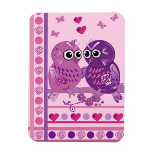 Niedlicher Valentinmagnet mit Cartoon-Eule Magnet