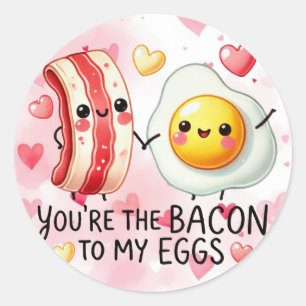 Niedlicher Valentinstag Bacon to My Eggs Runder Aufkleber