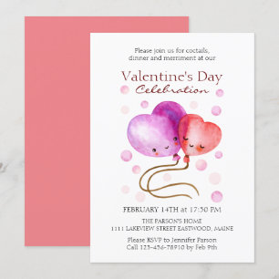 Niedlicher Valentinstag Balloons Personalisiert Einladung