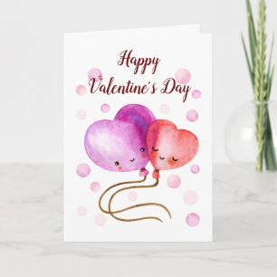 Niedlicher Valentinstag Balloons Personalisiert Karte
