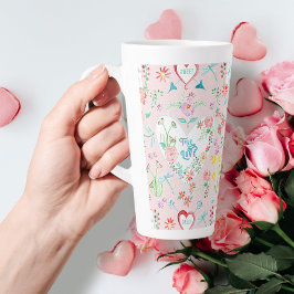 Niedlicher Valentinstag Blumenhörner in Liebe Rosa Milchtasse