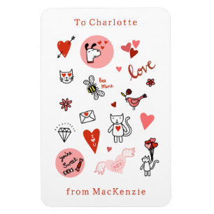 Niedlicher Valentinstag Cat Cartoon Magnet