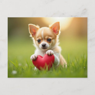Niedlicher Valentinstag Chihuahua-Welpe Feiertagspostkarte