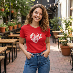 Niedlicher Valentinstag der Modernen Herz-Weißes T-Shirt