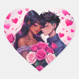 Niedlicher Valentinstag des Anime-Anime Herz-Aufkleber