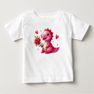 Niedlicher Valentinstag-Dinosaurier Baby T-shirt