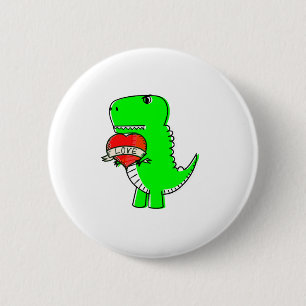 Niedlicher Valentinstag Dinosaurier Button