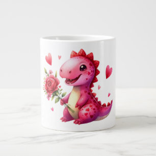 Niedlicher Valentinstag-Dinosaurier Jumbo-Tasse