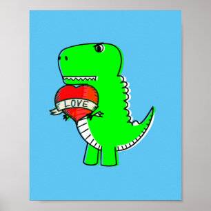 Niedlicher Valentinstag Dinosaurier Poster