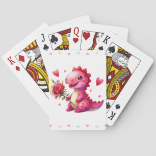 Niedlicher Valentinstag-Dinosaurier Spielkarten