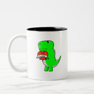 Niedlicher Valentinstag Dinosaurier Zweifarbige Tasse