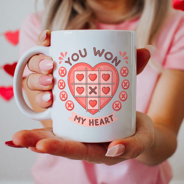 Niedlicher Valentinstag Du gewinnst mein Herz Kaffeetasse (Von Creator hochgeladen)