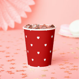 Niedlicher Valentinstag dunkles rotes Herzmuster Pappbecher