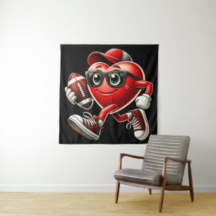 Niedlicher Valentinstag Fußball spielen Wandteppich