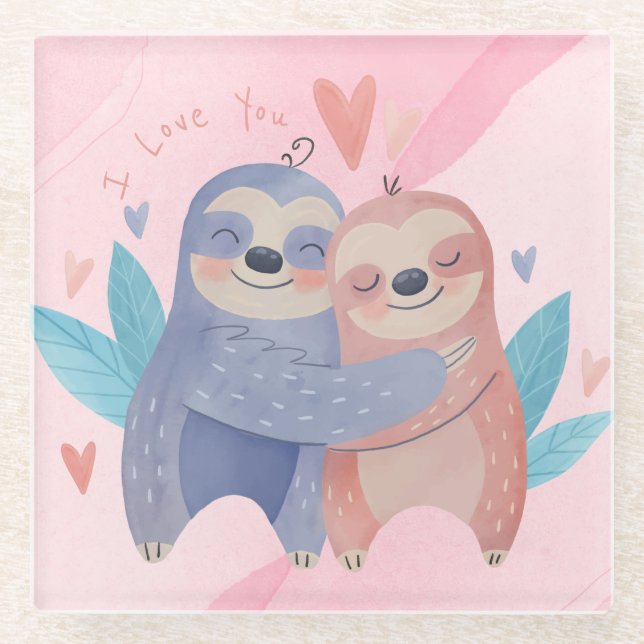 Niedlicher Valentinstag Glasuntersetzer (Vorderseite)