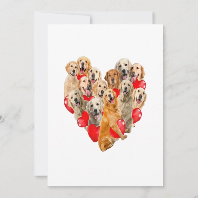 Niedlicher Valentinstag Golden Retriever Hund Herz Ankündigung (Vorderseite)