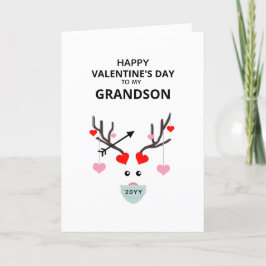Niedlicher Valentinstag Grandson Hearts Liebe Deer Feiertagskarte