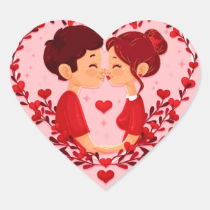 Niedlicher Valentinstag Herz-Aufkleber