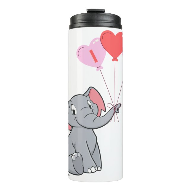 niedlicher Valentinstag I. Liebe Sie Herzelefant Thermosbecher (Vorderseite)