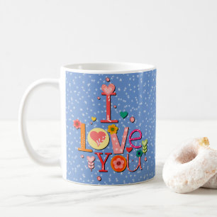 Niedlicher Valentinstag I Liebe You Blue White Sta Kaffeetasse