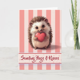 Niedlicher Valentinstag-Igel Schweinchen und Küsse Karte
