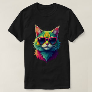 Niedlicher Valentinstag Katze Herzsonnenbrille Kat T-Shirt