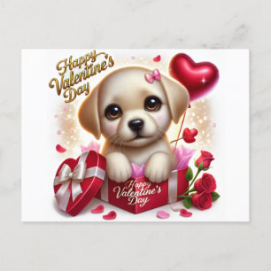 Niedlicher Valentinstag Labrador Hund Urlaub Postk Feiertagspostkarte