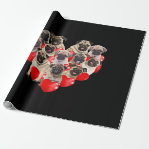 Niedlicher Valentinstag Mops Hund Herz Welpe Geschenkpapier