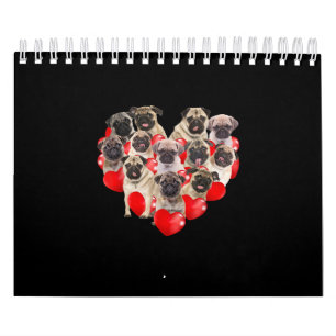 Niedlicher Valentinstag Mops Hund Herz Welpe Kalender