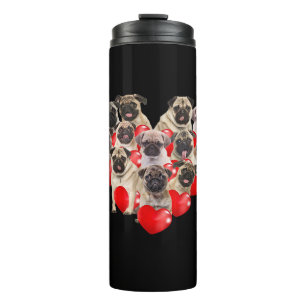 Niedlicher Valentinstag Mops Hund Herz Welpe Thermosbecher