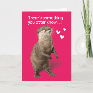 Niedlicher Valentinstag Otter Puff Feiertagskarte