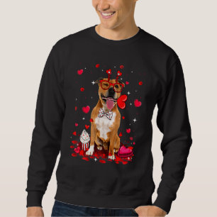 Niedlicher Valentinstag Pitbull Hund Herzkostüm Sweatshirt