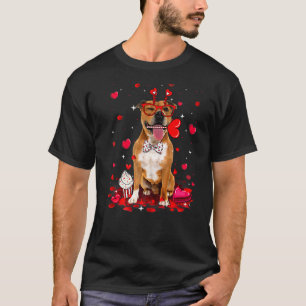 Niedlicher Valentinstag Pitbull Hund Herzkostüm Vo T-Shirt