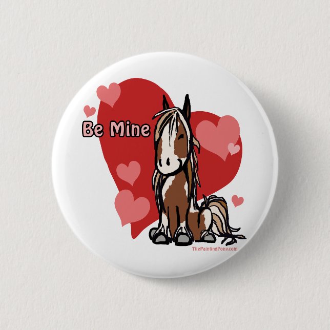 Niedlicher Valentinstag Pony Button (Vorderseite)