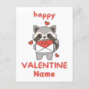 Niedlicher Valentinstag Raccoon Postkarte