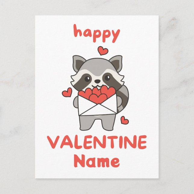 Niedlicher Valentinstag Raccoon Postkarte (Vorderseite)