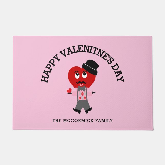Niedlicher Valentinstag Rosa Herz Fußmatte (Vorderseite)
