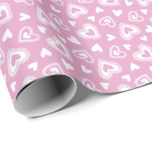 Niedlicher Valentinstag rosa Herzmuster Geschenkpapier