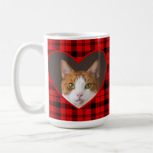 Niedlicher Valentinstag rot Kariert für Katzen Lie Kaffeetasse