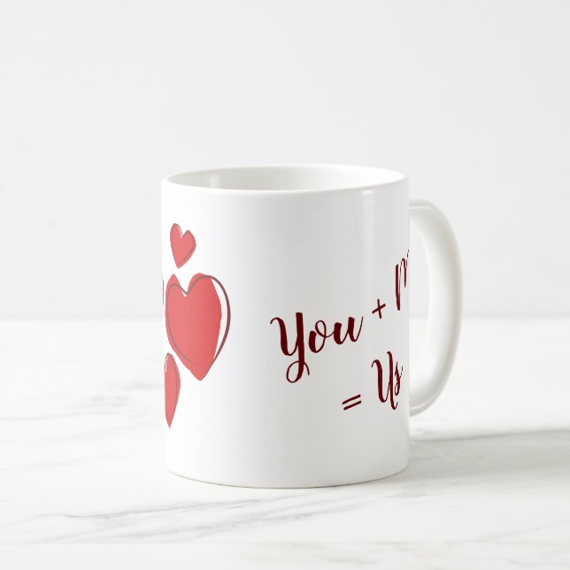 Niedlicher Valentinstag Rot Sie + Me = Uns Kaffeetasse (VorderseiteRechts)