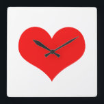 Niedlicher Valentinstag  Rotes Herz Weißes Farbtup Quadratische Wanduhr<br><div class="desc">Gedruckt mit einem großen roten Herzmuster in massivem weißem Hintergrund.</div>