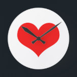 Niedlicher Valentinstag  Rotes Herz Weißes Farbtup Runde Wanduhr<br><div class="desc">Gedruckt mit einem großen roten Herzmuster in massivem weißem Hintergrund.</div>