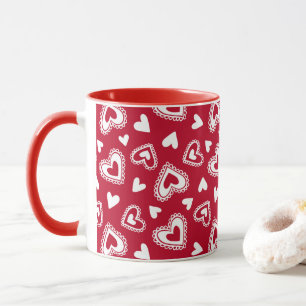 Niedlicher Valentinstag rotes Herzmuster Tasse
