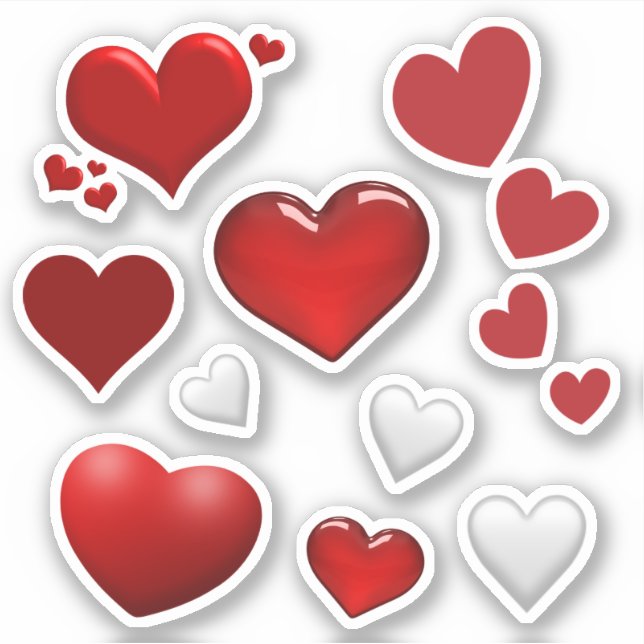 Niedlicher Valentinstag Rotes Weißes Herz Aufkleber (Vorderseite)