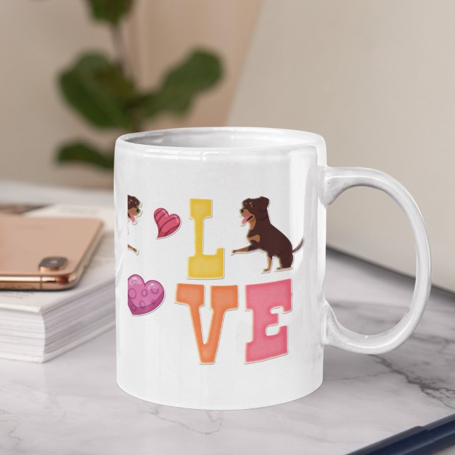 Niedlicher Valentinstag Rottweilers züchten Lover- Kaffeetasse (Von Creator hochgeladen)