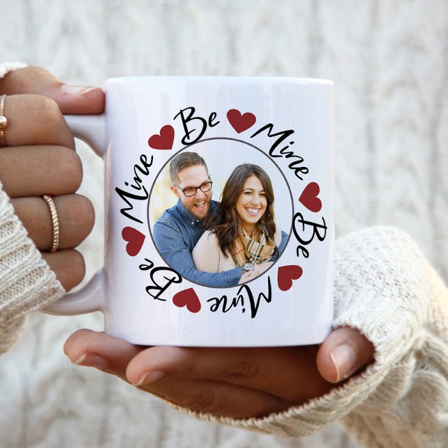 Niedlicher Valentinstag Sei mein Foto Zweifarbige Tasse (Von Creator hochgeladen)