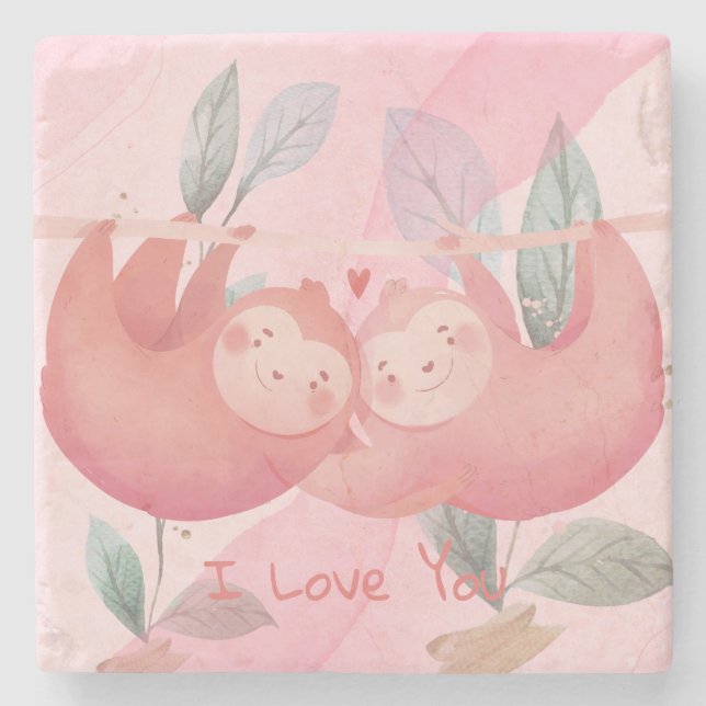 Niedlicher Valentinstag Stone Untersetzer (Vorderseite)