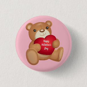 Niedlicher Valentinstag Teddybär Button