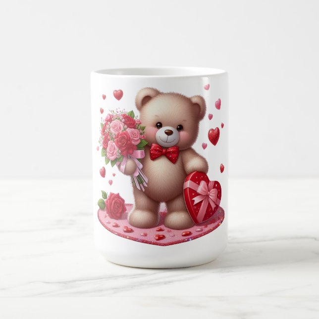 Niedlicher Valentinstag Teddybär Kaffeetasse (Mittel)
