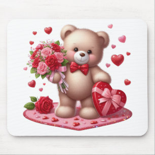 Niedlicher Valentinstag Teddybär Mousepad